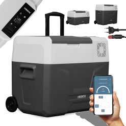 Arebos Nevera de compresor Ruedas 39 litros | Congelador eléctrico con Control App para Enfriar, congelar y Mantener Caliente | Refrigeración hasta -20 °C | Nevera para Coche